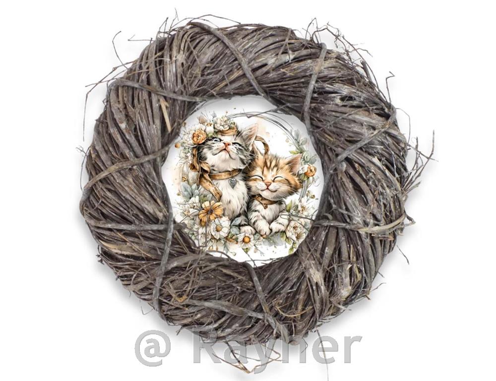 Decorazioni in legno, Due gattini