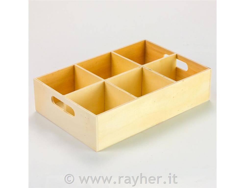 Lesen pladenj z razdelki za čajne vrečke, 16x24cm