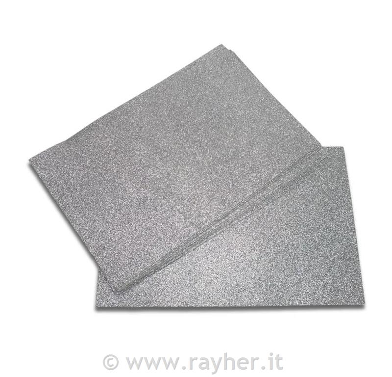 Gomma crepla con glitter A4, argento
