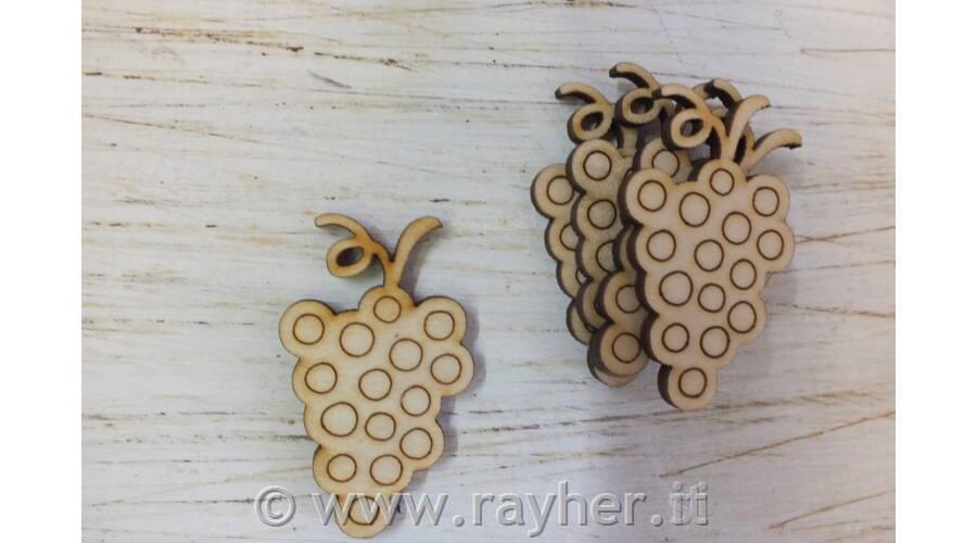 Decorazioni in legno, uva, 5,5cm set 5