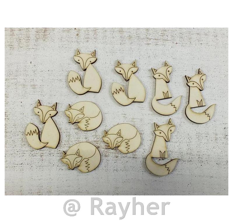 Decorazioni in legno volpi, set 9