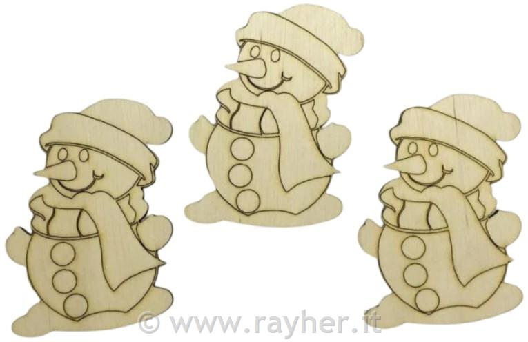 Leseni okras, snežak, set 3