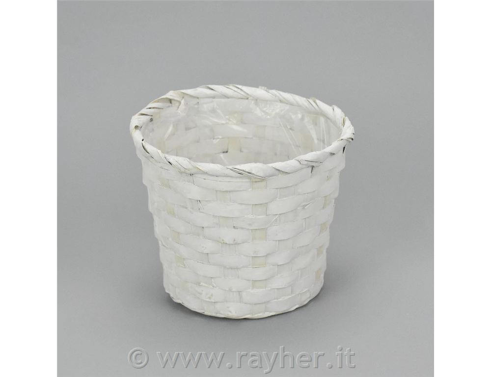 Košarica bela iz bambusa, 16 cm