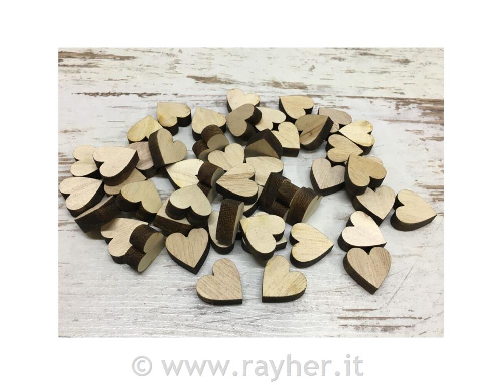 Cuori in legno, 2 cm, set di 20