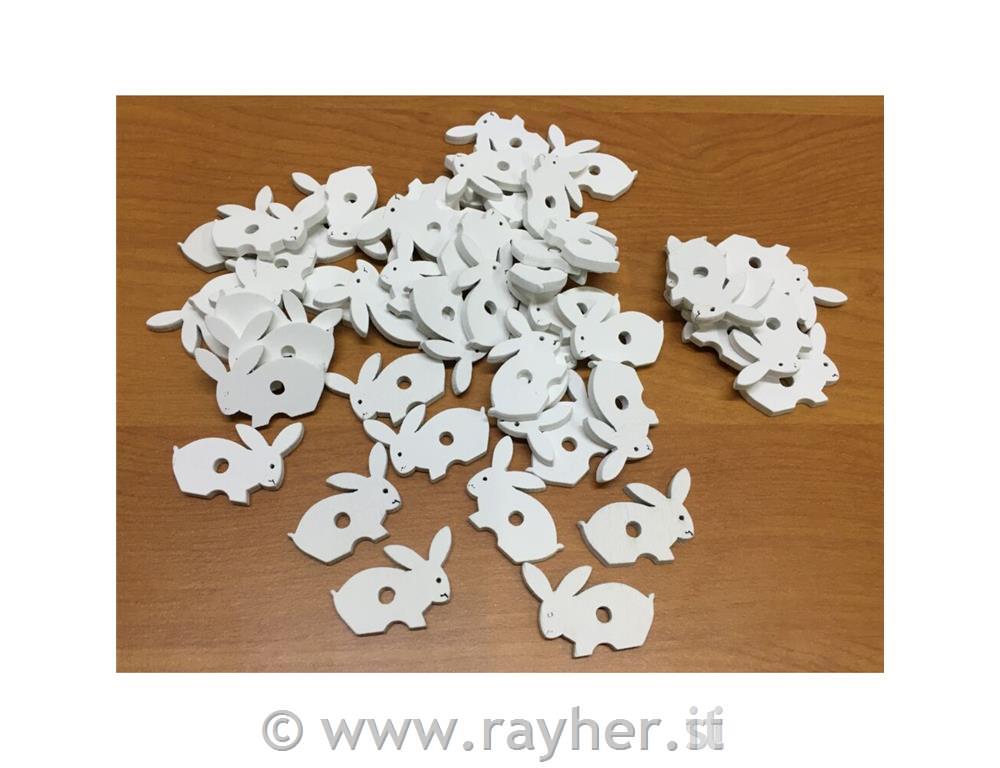 Leseni zajčki, beli, 2,5x3cm, set 10