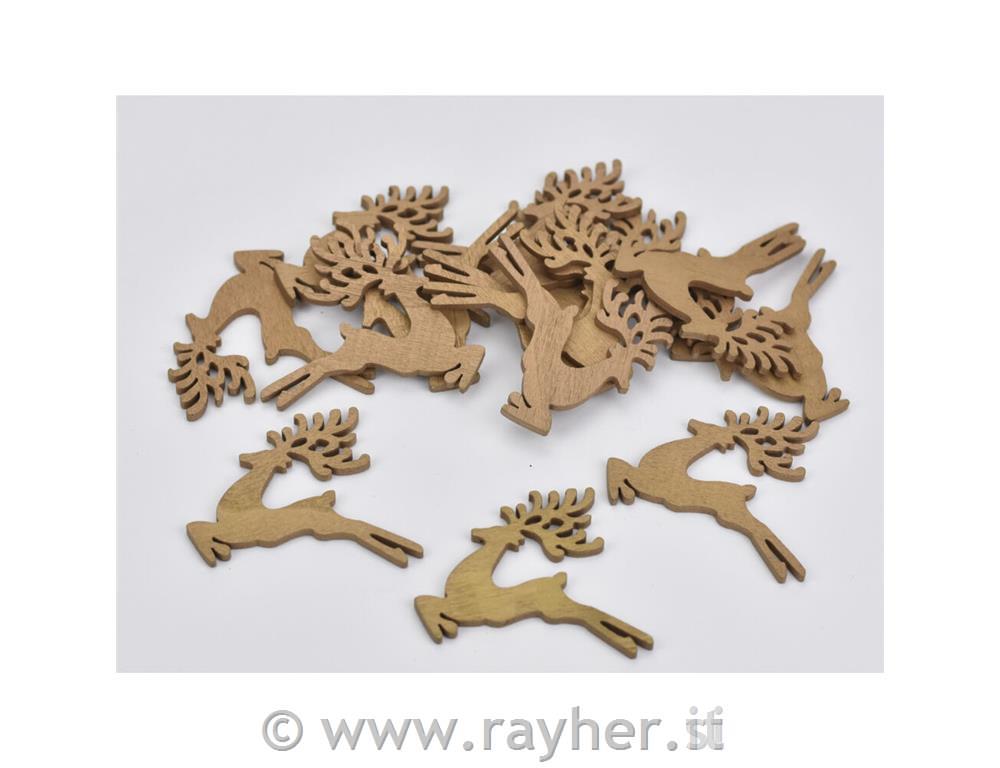 Leseni okraski, jeleni, 5cm, set5, zlati