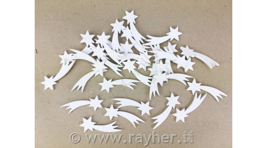 Lesene zvezde repatice, bele, 4,8cm, set 5