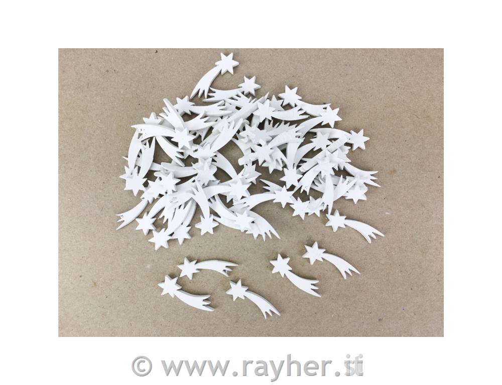 Lesene zvezde repatice, bele, 2,8cm, set 10