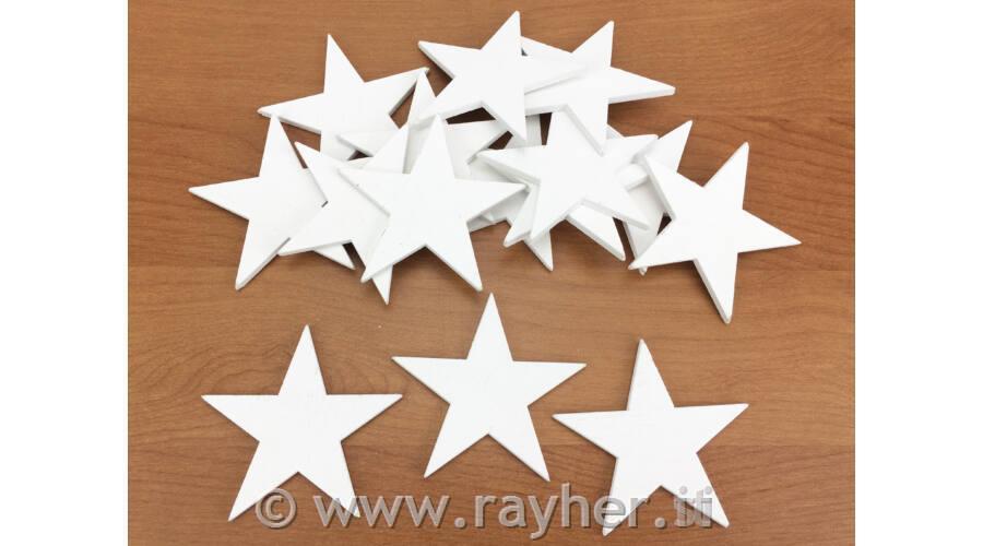 Stelle di legno, bianche, 5,5 cm, set da5
