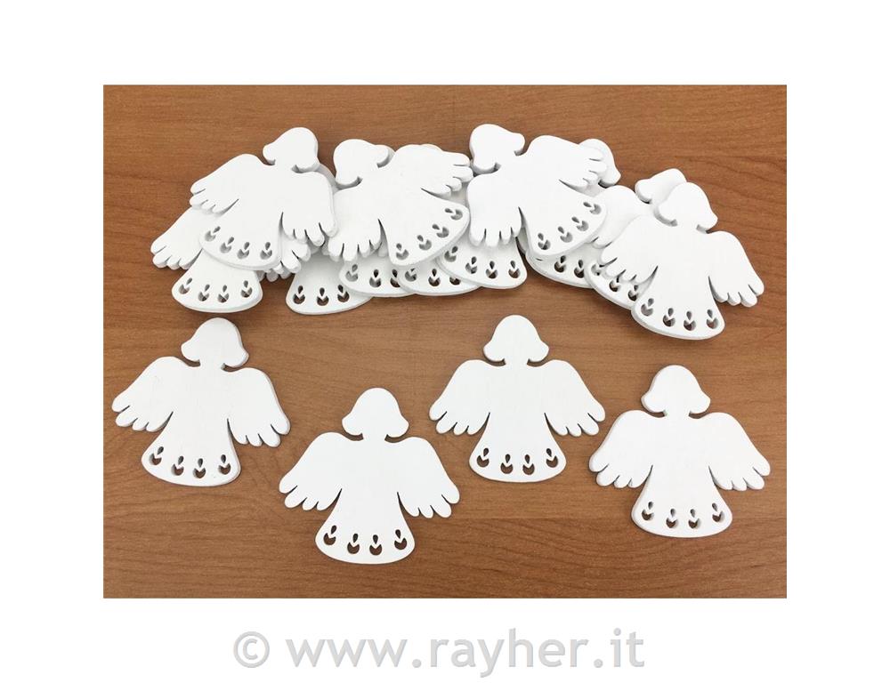 Leseni okraski, Angeli, beli, set 15