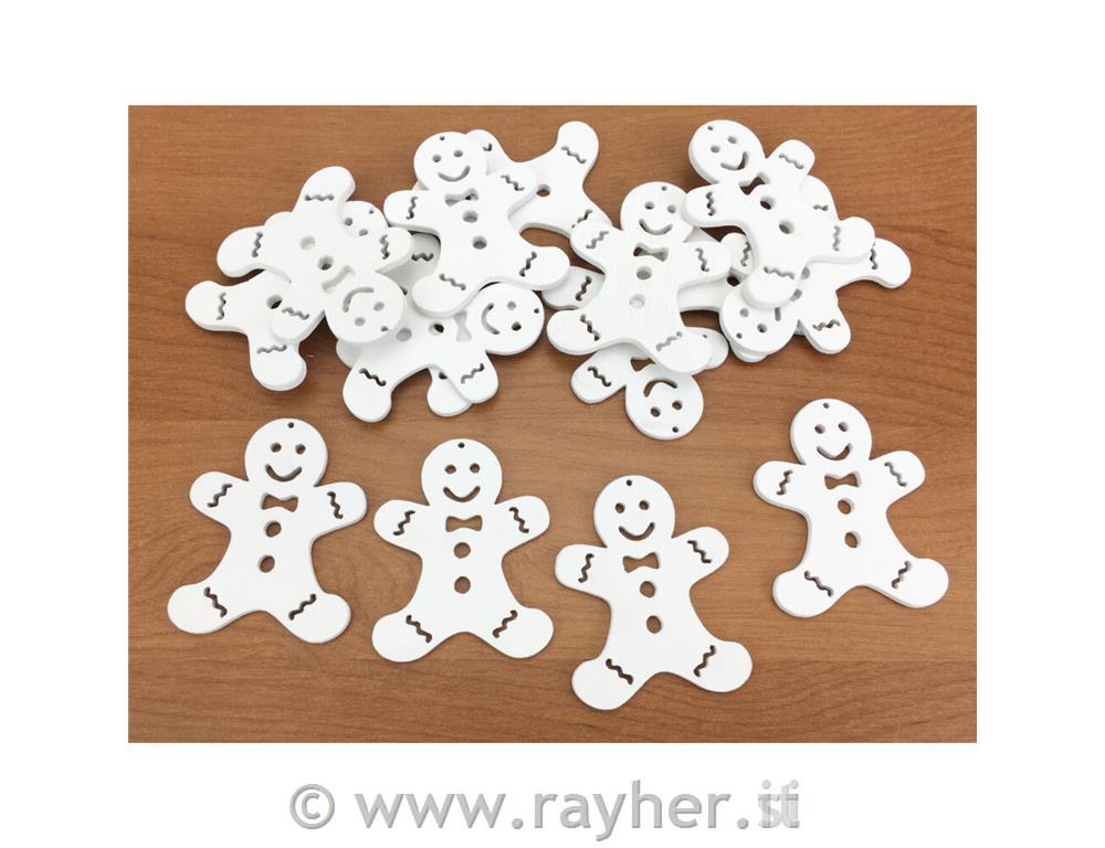 Cookie in legno, bianca, 5cm, set di 5