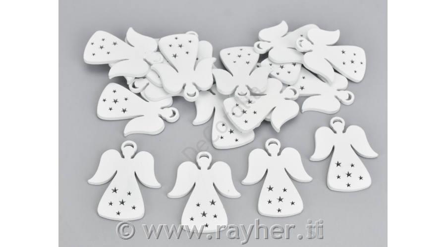 Leseni angeli, beli, 4x5cm, set 5
