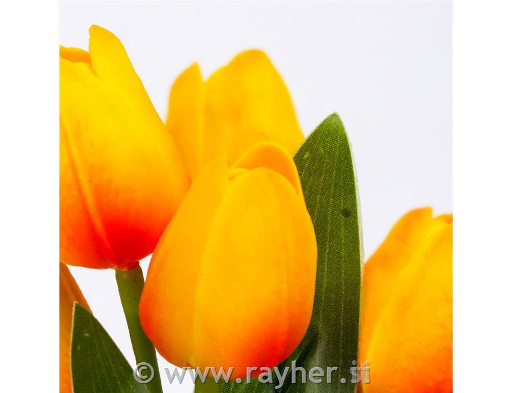 Šopek tulipanov, 5 cvetov, 30cm, rumeno-rdeči