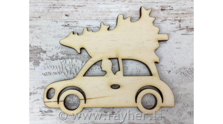 Leseni okras Avto s smreko, 7cm