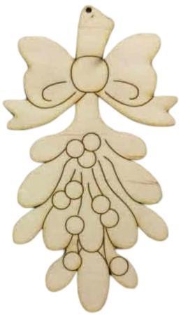 Decorazione in legno, vischio, 15x8.5cm