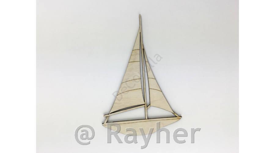 Barca a vela in legno, 15cm