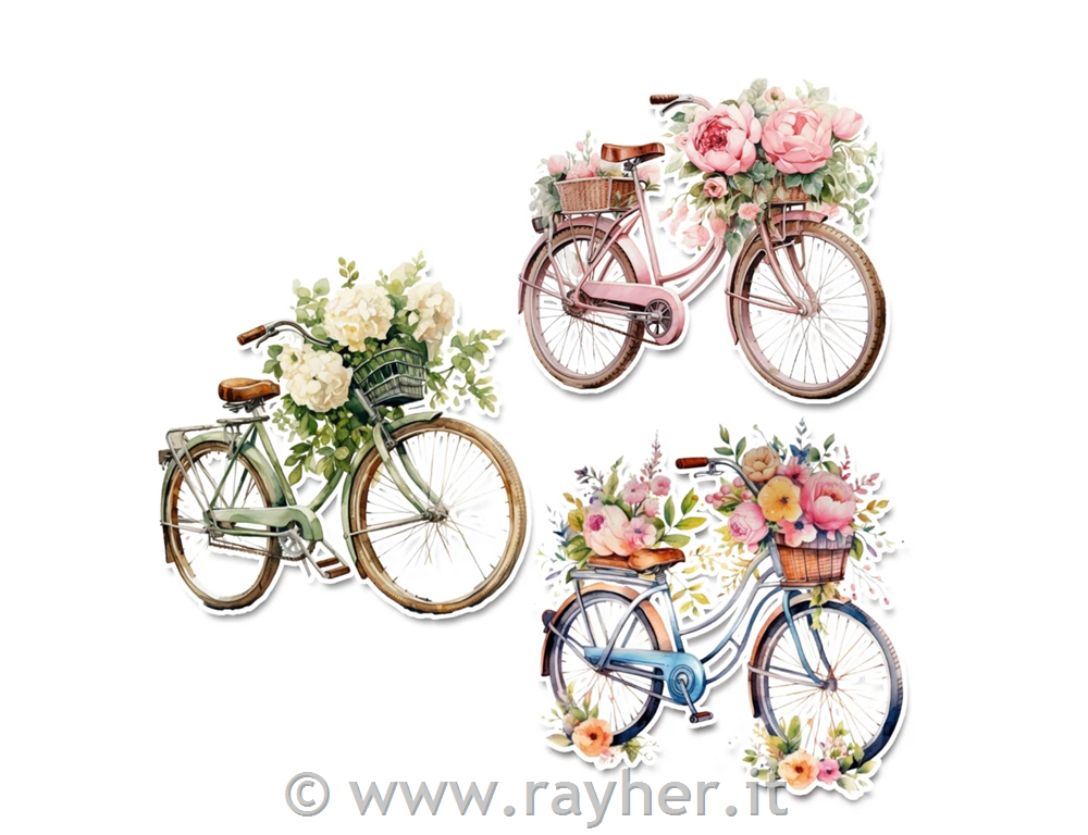 Decorazioni in legno, In bicicletta, set