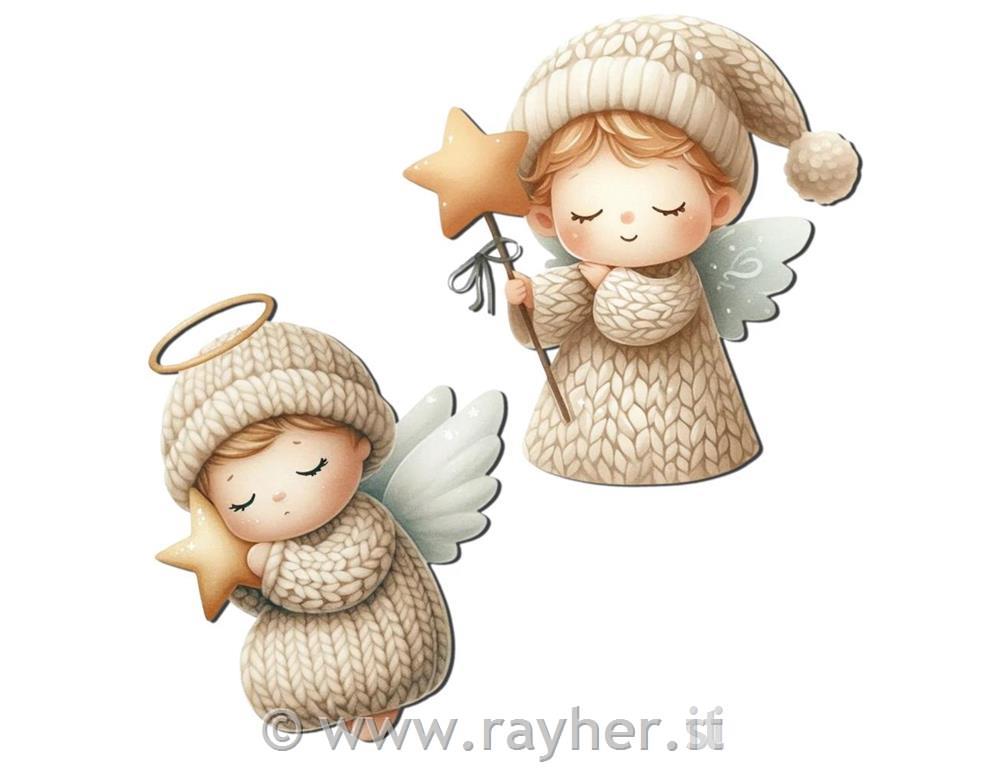 Decorazione in legno Angelo, set 2