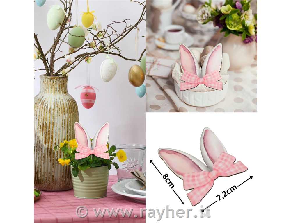 Leseni okraski, Zajčja ušesa, roza, set 2