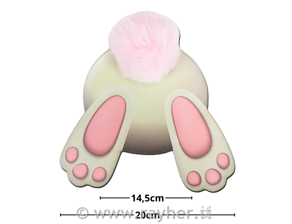 Decorazione in legno, Coniglietto con pon rosa chiaro