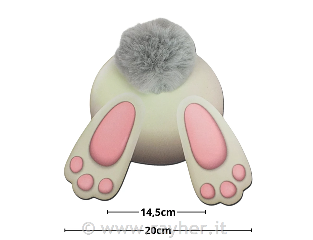 Decorazione in legno, Coniglietto con pon grigio