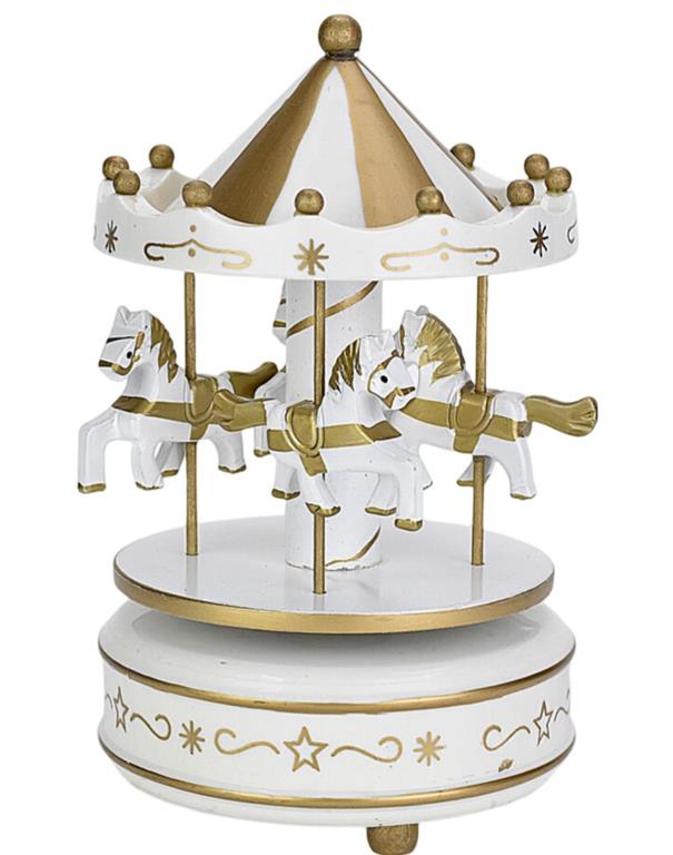 Glasbeni vrtiljak, bel, 18x11cm