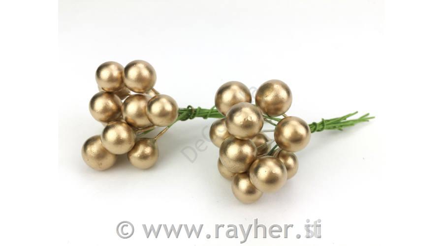 Palline sul filo, oro, 1cm, set 24