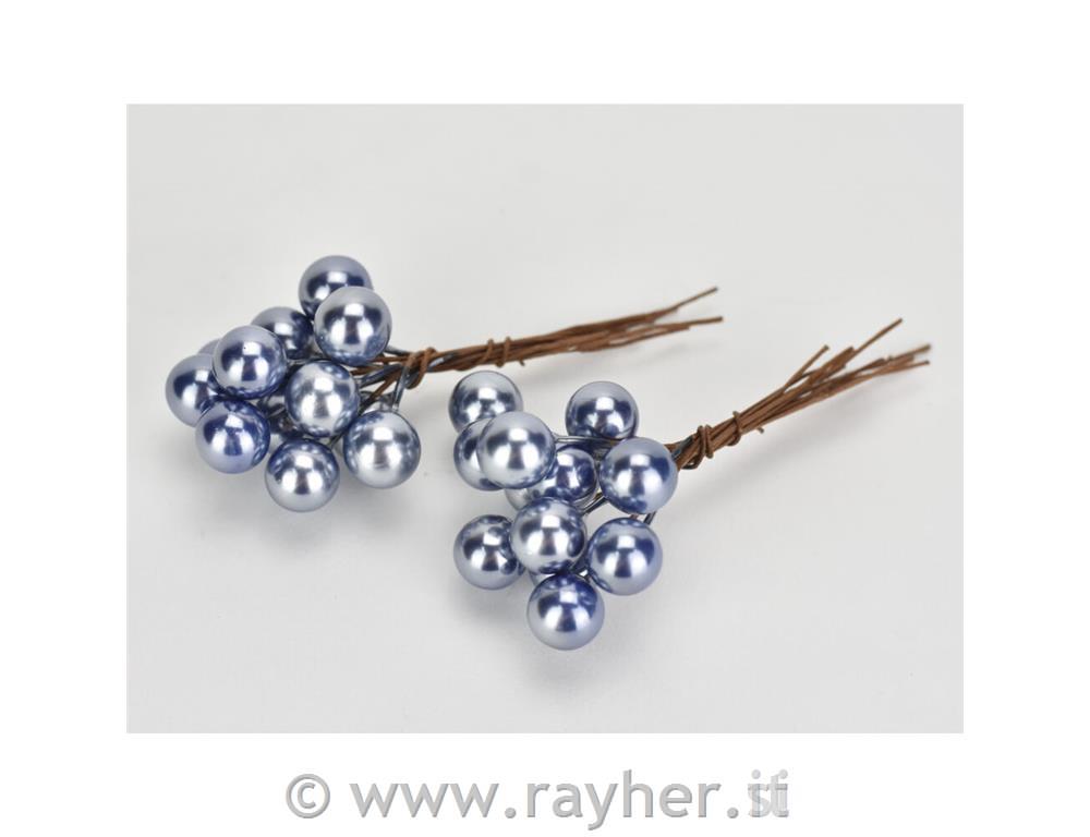 Bunkica na žici, perl modre, 1cm, set 24