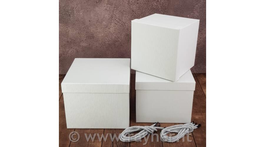 Scatola, cubo, bianca, L, 22x22cm