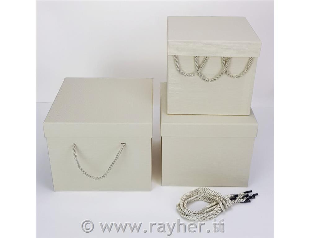 Darilna škatla kocka krem, L, 22x22cm, 1 kos