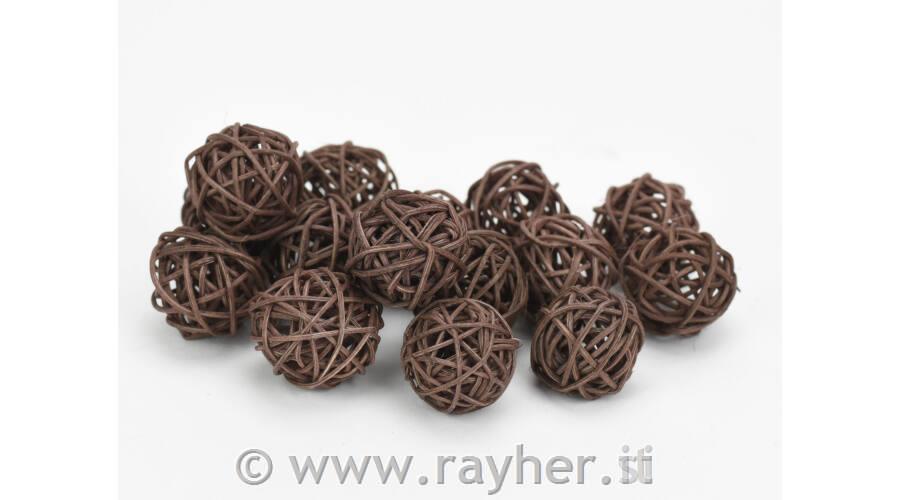 Kroglice ratan, 3cm, rjave, set 10