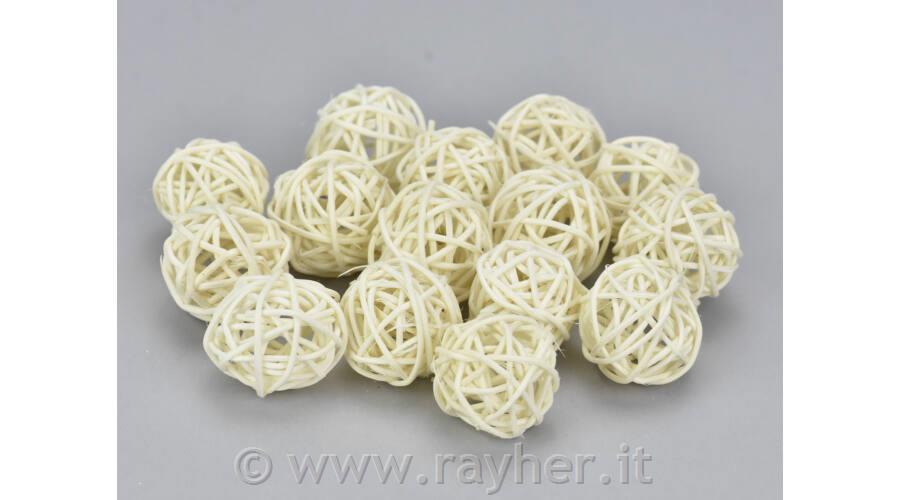 Kroglice ratan, 3cm, krem bele, set 10