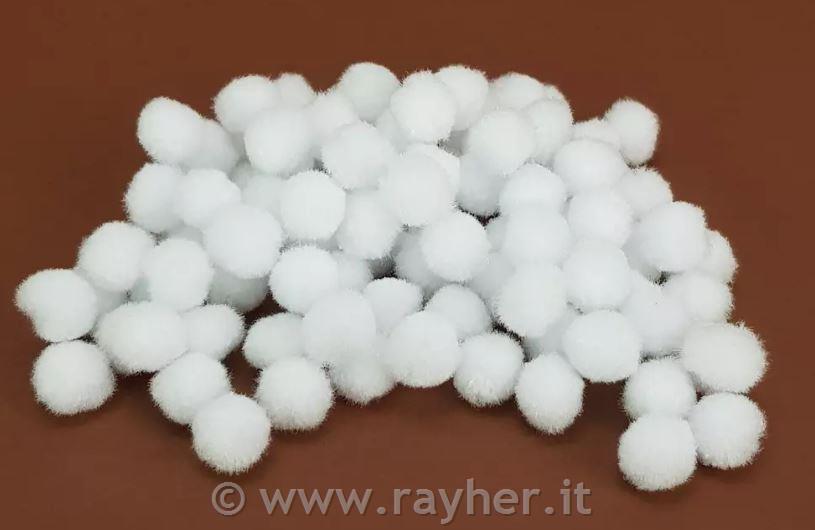 Pompons, 15 mm, 80pzbianco
