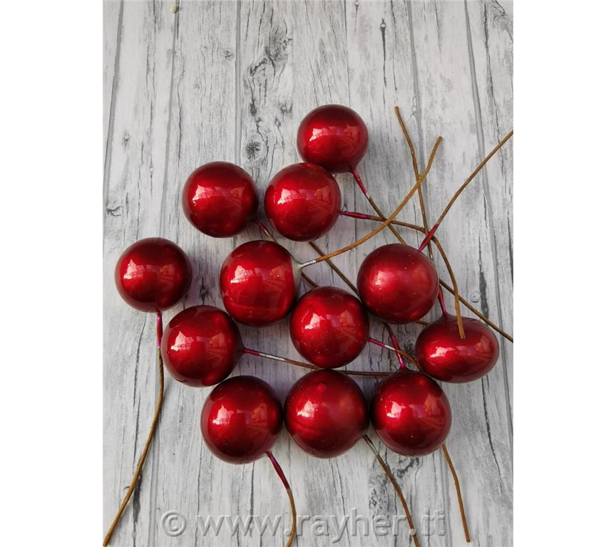 Palline, rosse 1,8cm, set 12