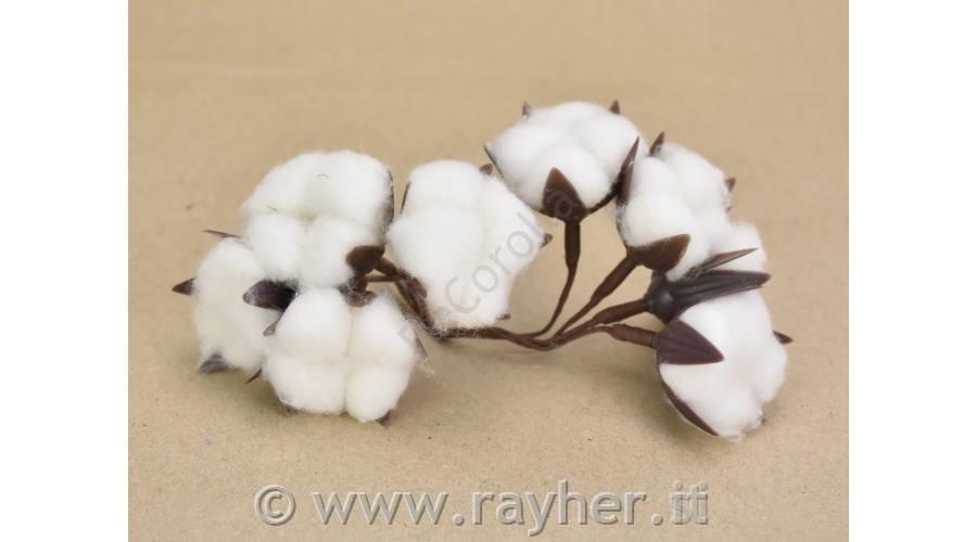 Cvet bombaža, 8 cvetov, 3.4cm, imitacija