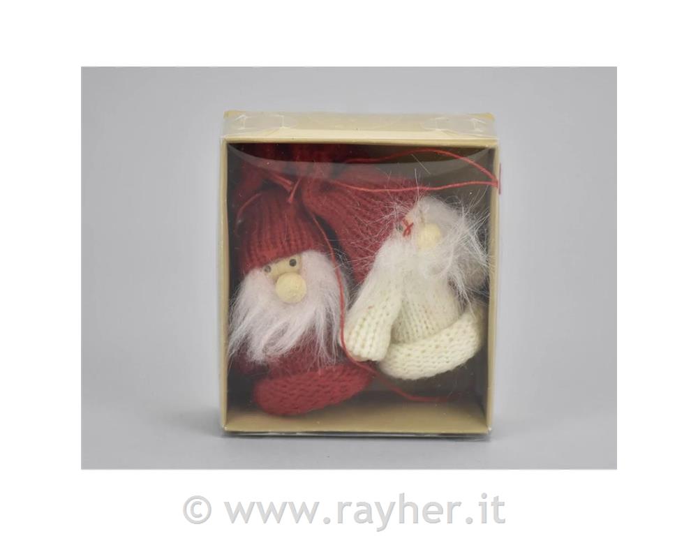 Elfi di Natale, set da 2, rosso-bianchi