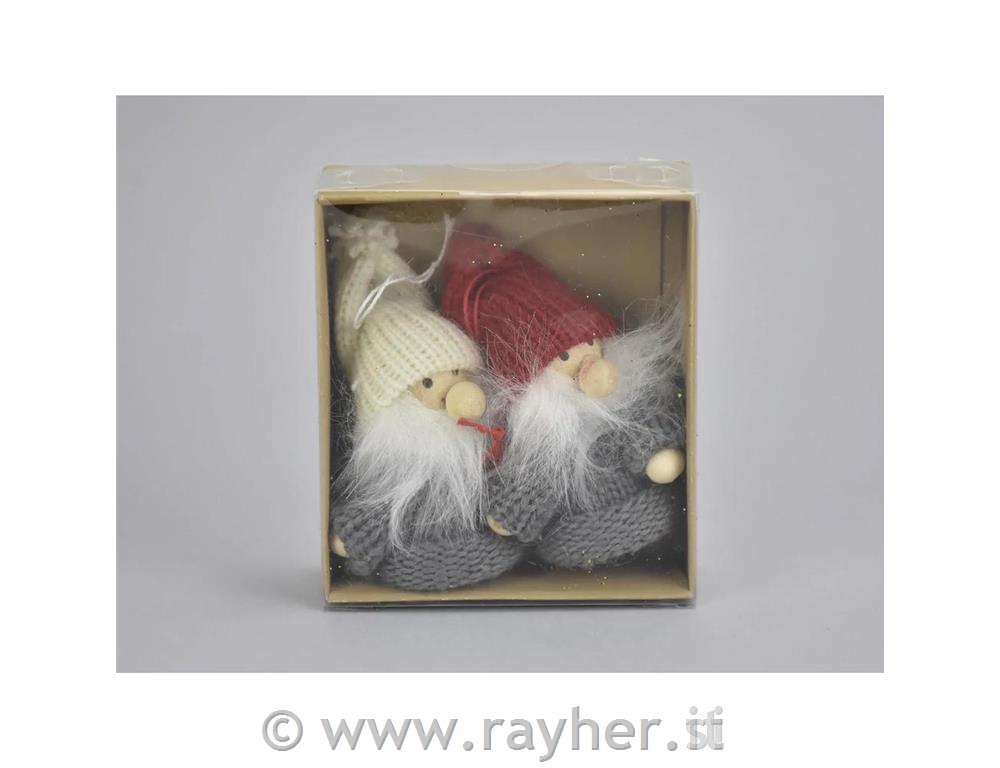 Elfi di Natale, set 2,grigio-rosso-bianc