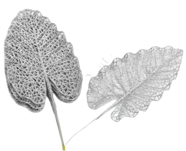 List z bleščicami, srebrn, 32x13cm, 10 kosov