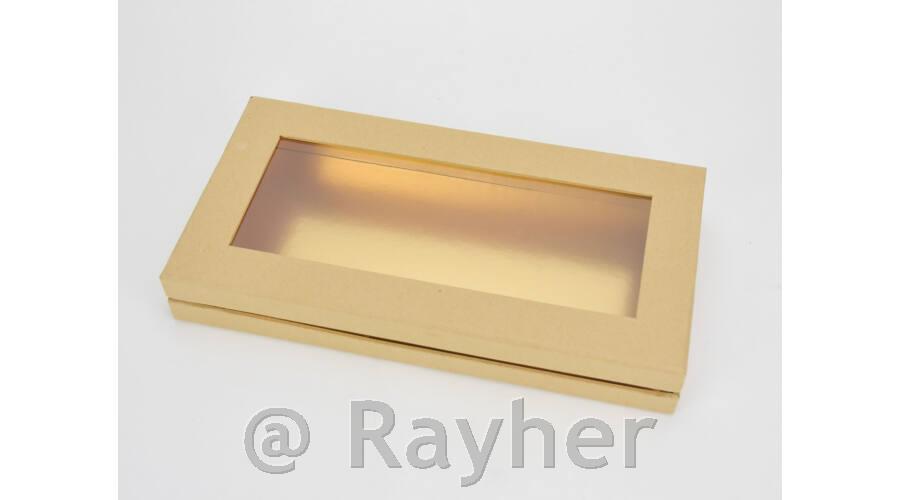 Darilna škatla zlata, prozorn pokrov, 30x15.5cm