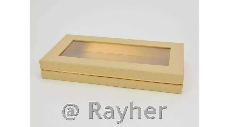 Darilna škatla zlata, prozorn pokrov, 30x15.5cm