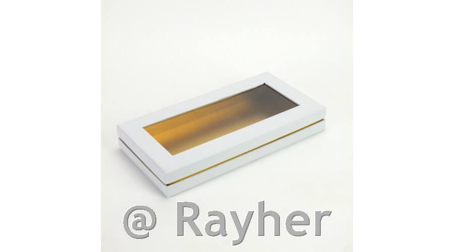 Darilna škatla bela, prozorn pokrov, 30x15.5cm