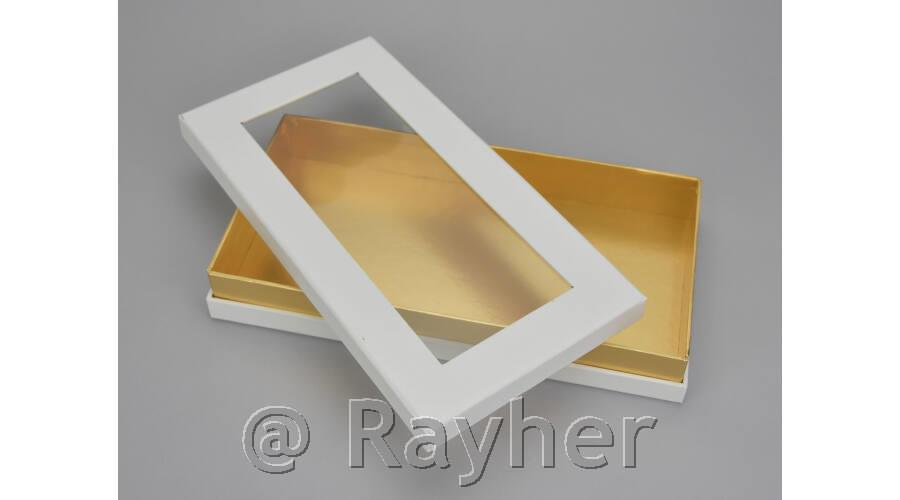 Darilna škatla bela, prozorn pokrov, 30x15.5cm