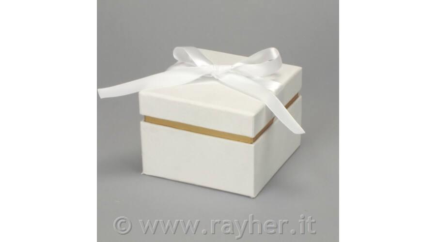 Scatola Premium, velluto, bianco, 12x9cm