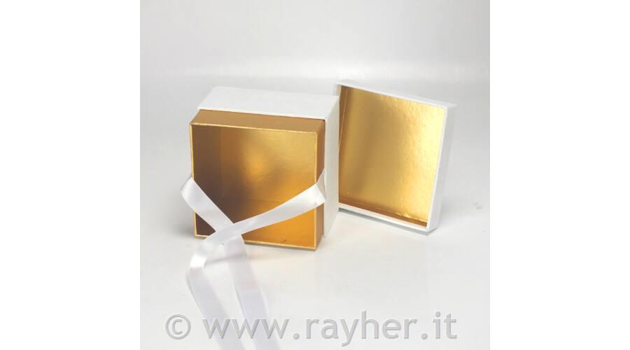 Scatola Premium, velluto, bianco, 12x9cm