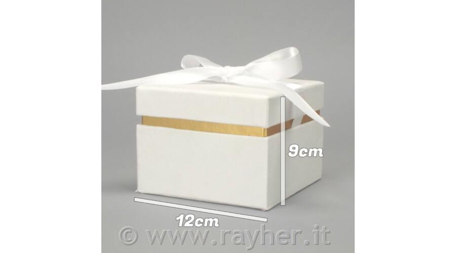 Scatola Premium, velluto, bianco, 12x9cm