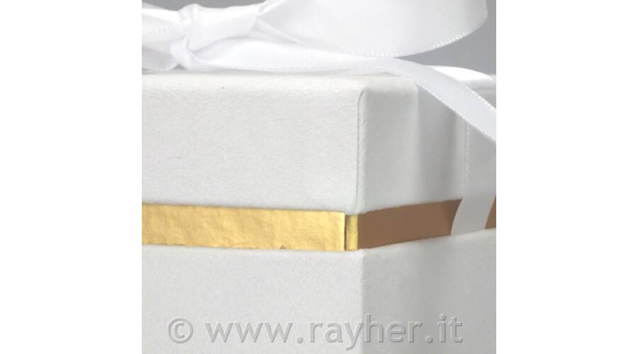 Scatola Premium, velluto, bianco, 12x9cm