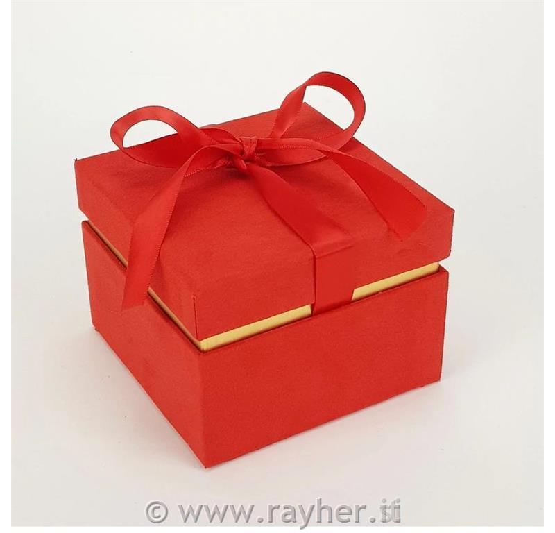 Darilna škatla Premium, žametna, rdeča, 12x12x9cm, 1 kos