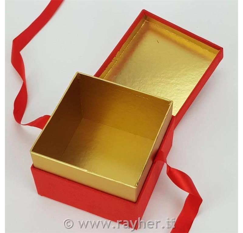 Darilna škatla Premium, žametna, rdeča, 12x12x9cm, 1 kos