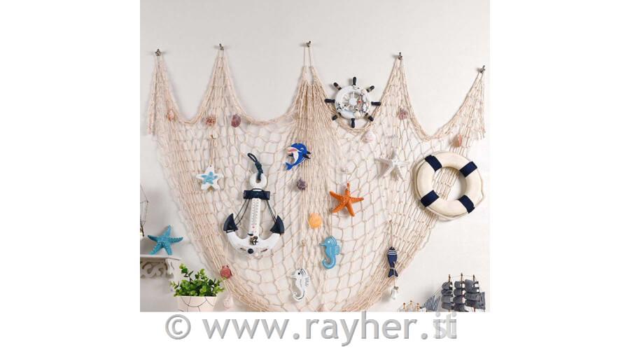 Ribiška mreža dekorativna, bež, 150x200cm