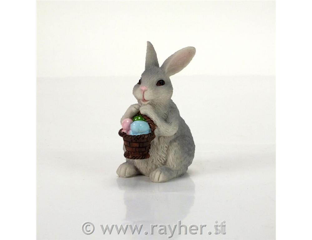 Coniglietto grigio, con cestino